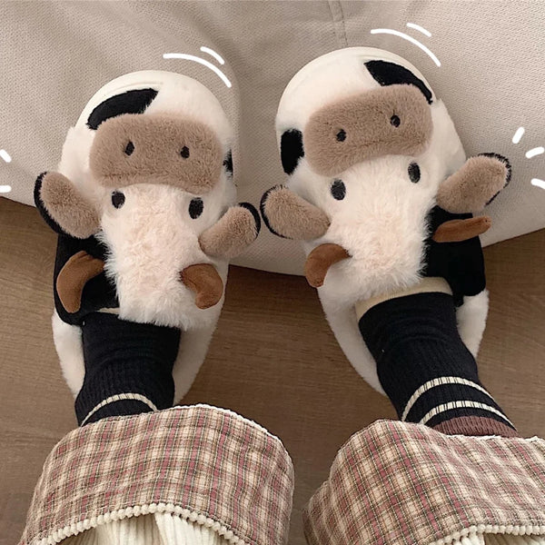 Fluffy Cow Slippers